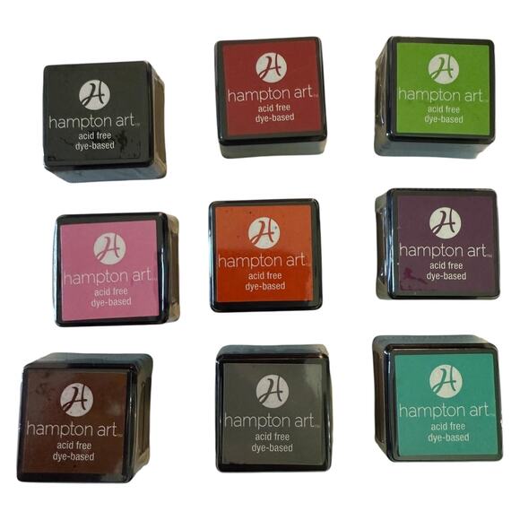 Hampton Art Acid Free Dye Based Set of 9 Mini Ink Pads NEW - Picture 1 of 4